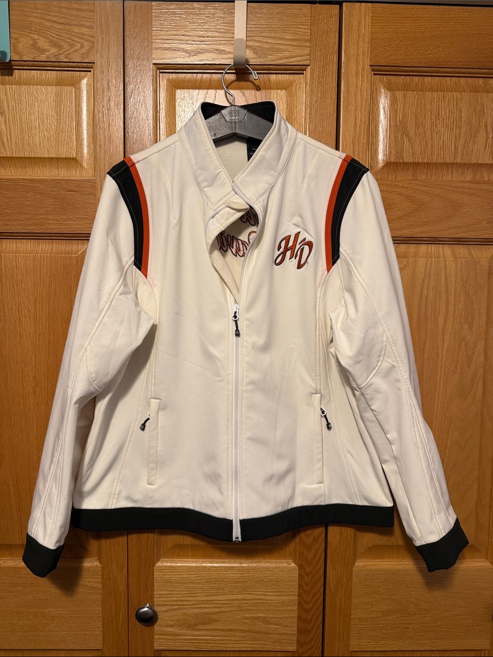 Harley-Davidson Cream Jacket with Black & Orange Accents size extra large
